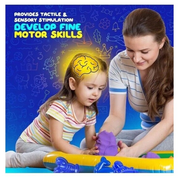 LITTLE CHUBBY ONE 8 Color Kids Play Sand Set 5 Lbs of Sand 10 Molds Non-Toxic - Picture 6 of 11